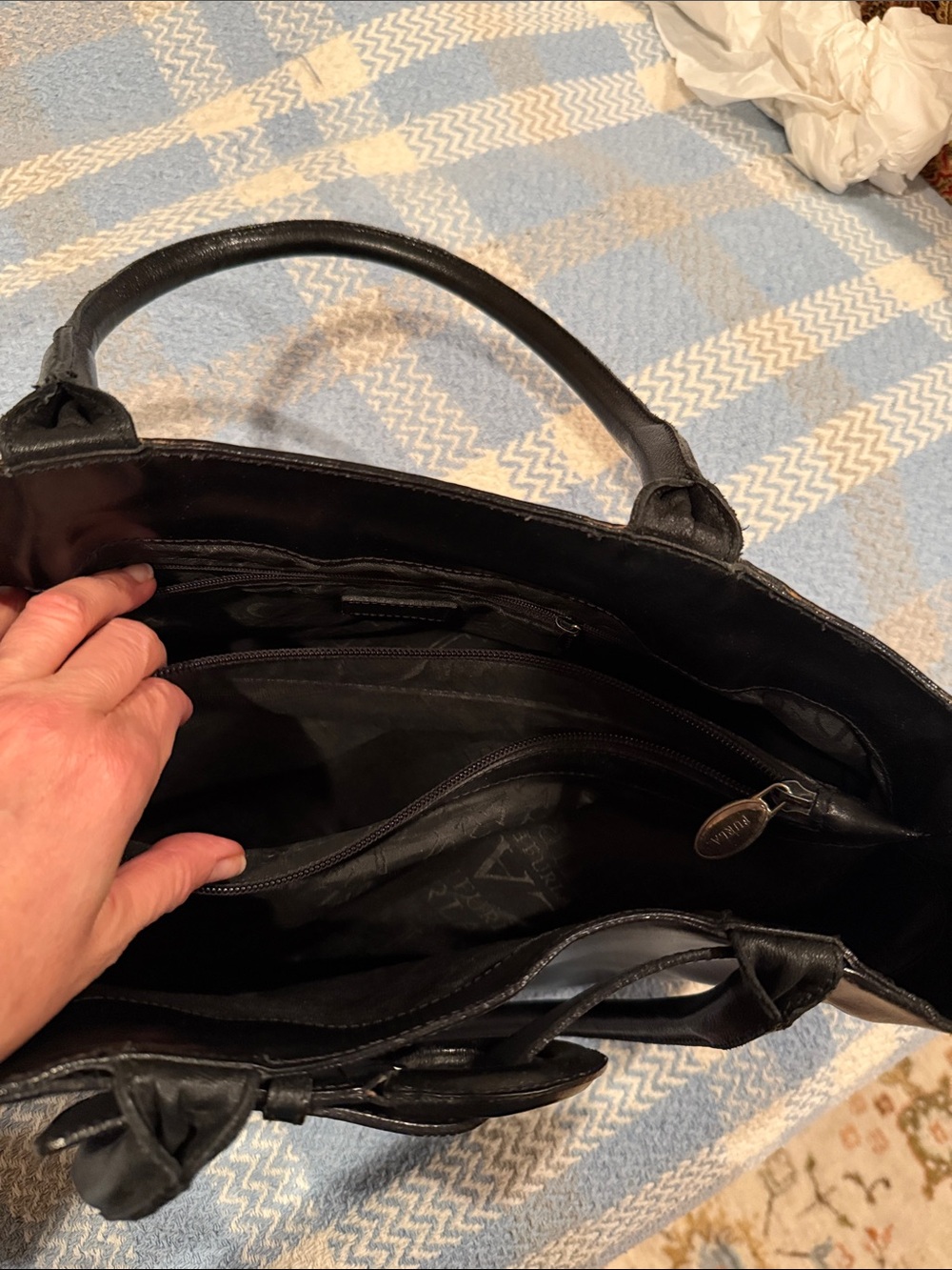 Furla Classic Black Leather Tote with Buckle Detail - Picture 6 of 16